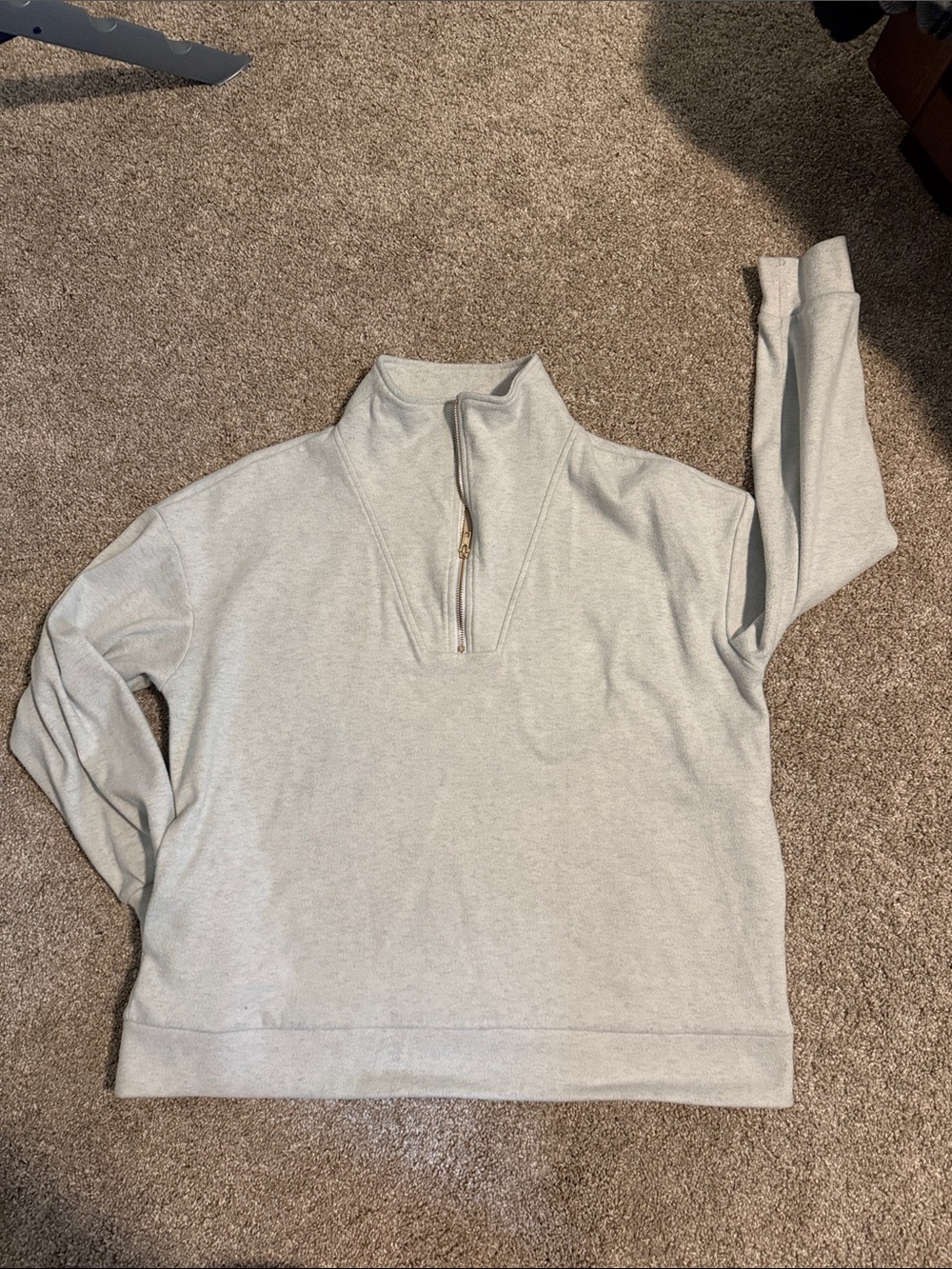 Light Gray Quarter-Zip Pullover Sweatshirt